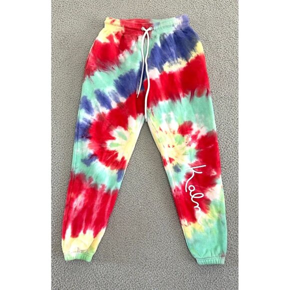 KALM by Ki Pants Joggers Red Tie Dye Colorful Dopamine Hippie Beach - Picture 1 of 16